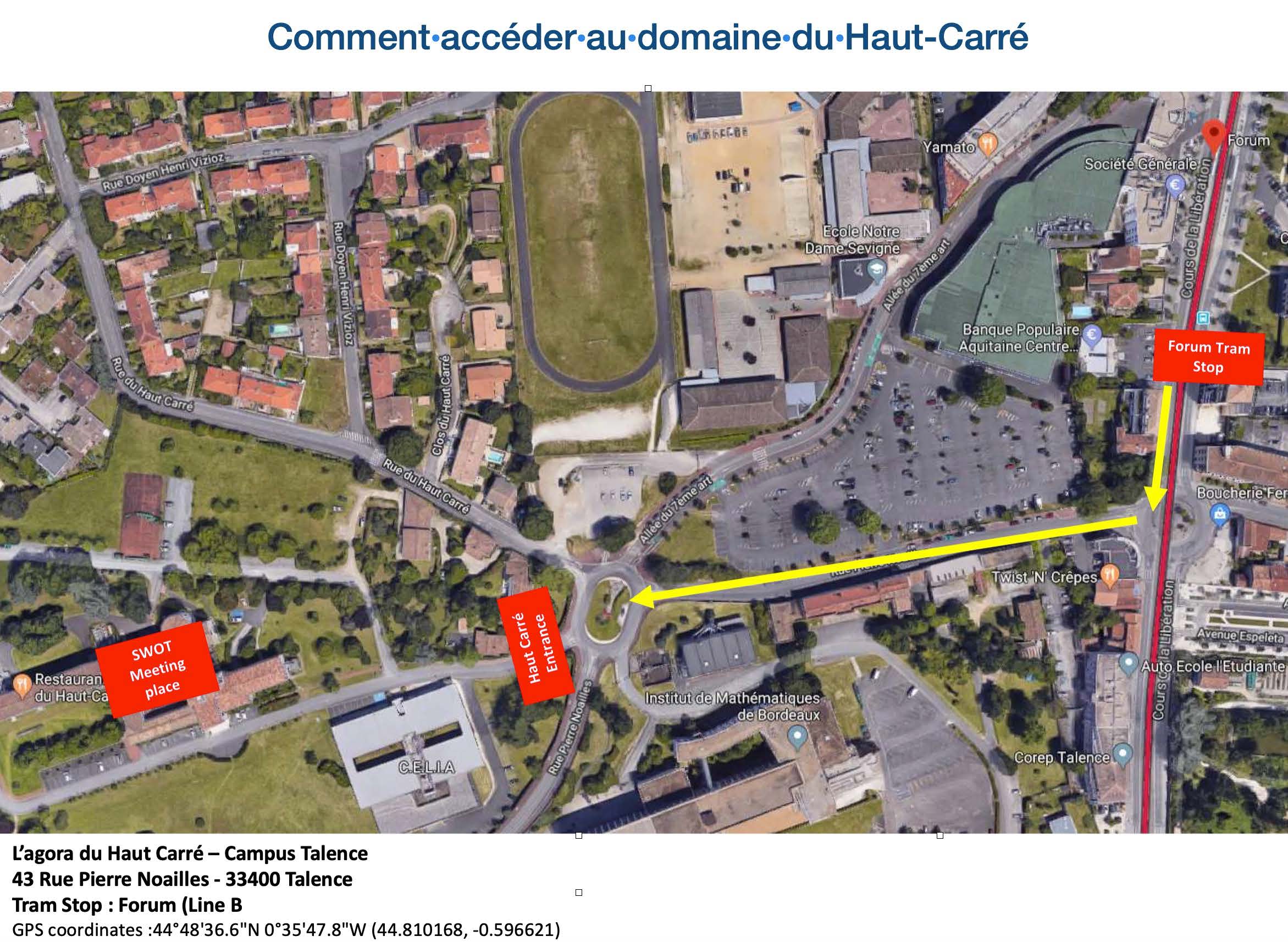 Accès à L'Agora du Haut-Carré, un lieu atypique au coeur du campus de Talence Accès à L'Agora du Haut-Carré, un lieu atypique au coeur du campus de Talence