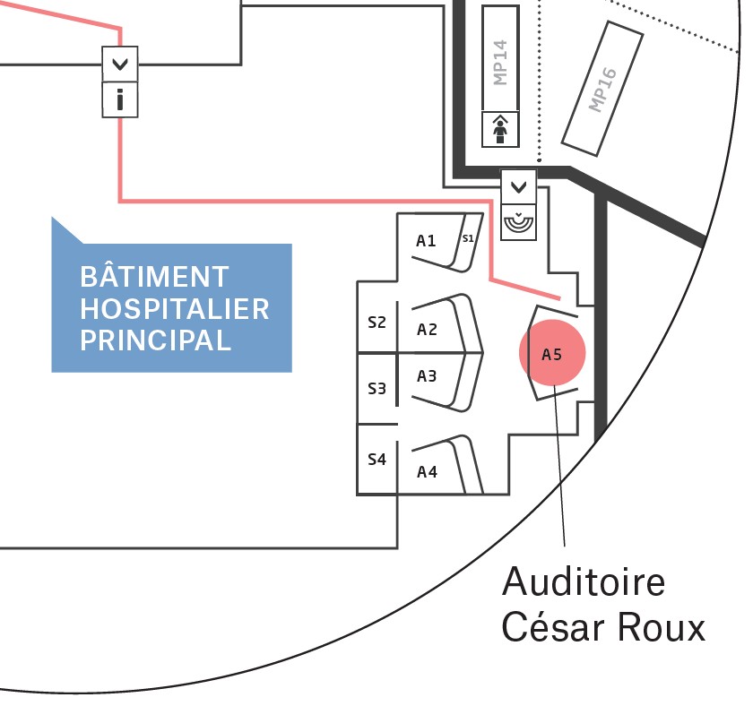 Accès à l'Auditoire César Roux au CHUV de Lausanne